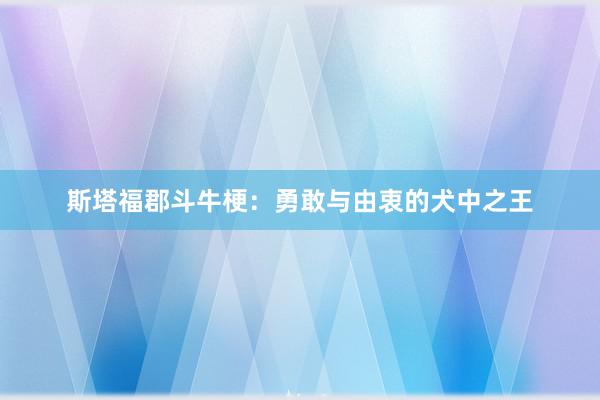 斯塔福郡斗牛梗：勇敢与由衷的犬中之王